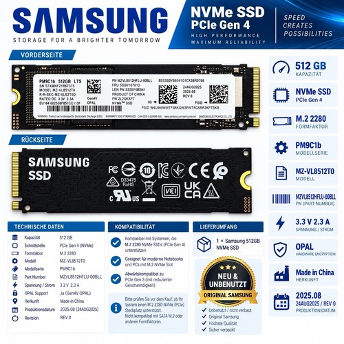 Samsung pm9c1b 512gb - nvme, ssd